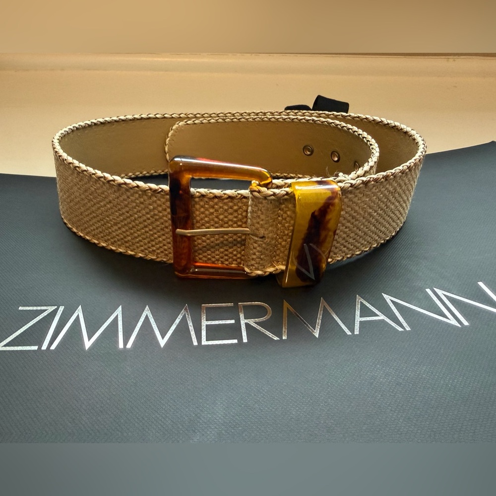Zimmermann leather and raffia belt